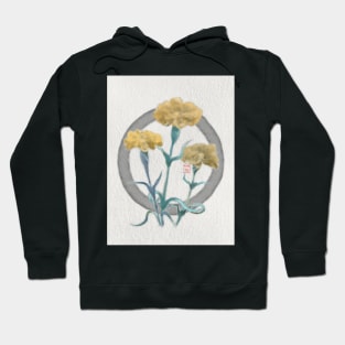 zen circle with sumiE watercolor yellow carnations Hoodie